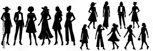 Silhouettes of fashionable women showcasing diverse styles in urban setting during daytime