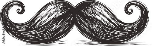 Sketch of a large curled black mustache, vintage style