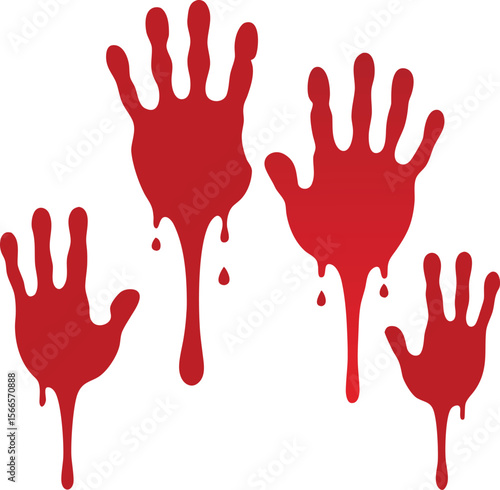 Blood splashes set drops of red liquid design element for