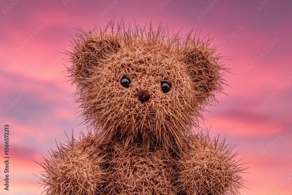 Fototapeta premium A Bear's Gentle Gaze Under a Pink Sky