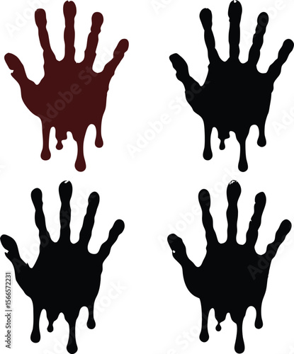 Blood splashes set drops of red liquid design element for