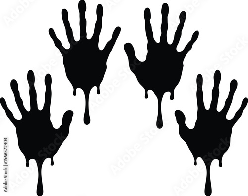 Blood splashes set drops of red liquid design element for