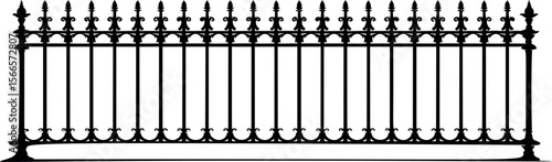 Wrought iron fence with decorative spikes and ornamental design