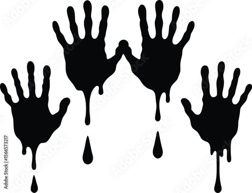 Blood splashes set drops of red liquid design element for