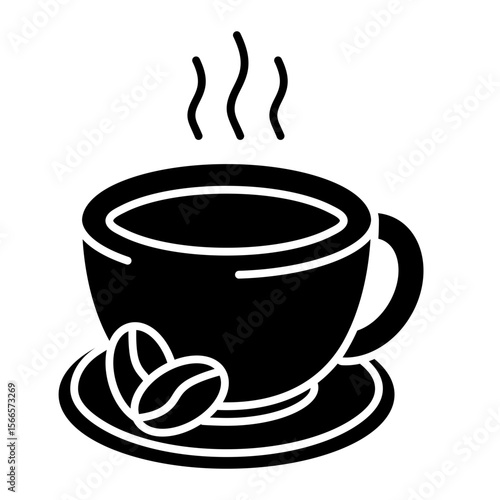 Coffee cup. cup, mug, beverage, drink, hot, espresso, caffeine. Vector Icon Illustration