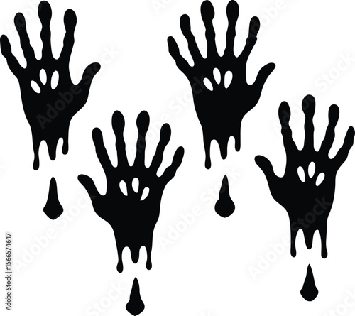 Blood splashes set drops of red liquid design element for