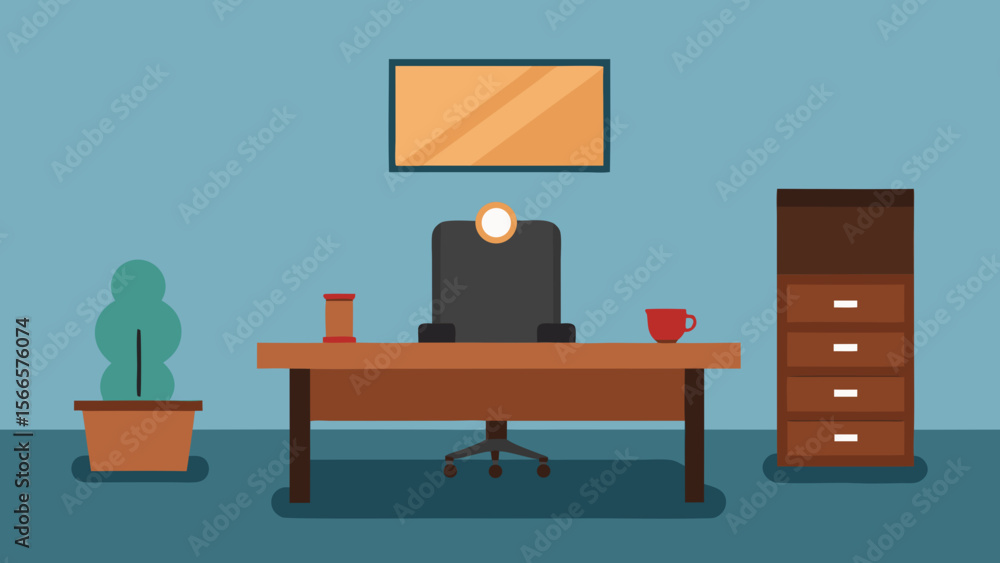 Fototapeta premium A 3D illustration of a businessman sitting at a table with a laptop, working in a modern office meeting room with other people