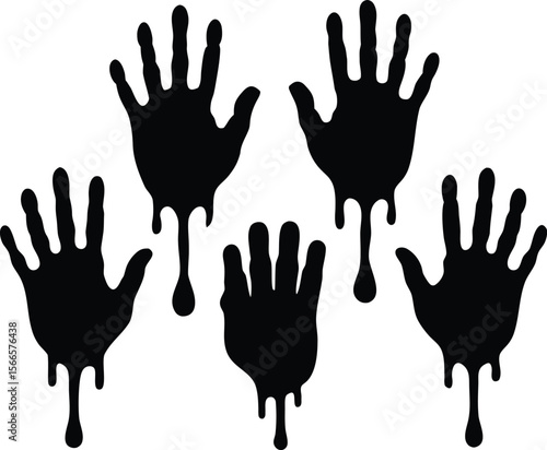 Blood splashes set drops of red liquid design element for