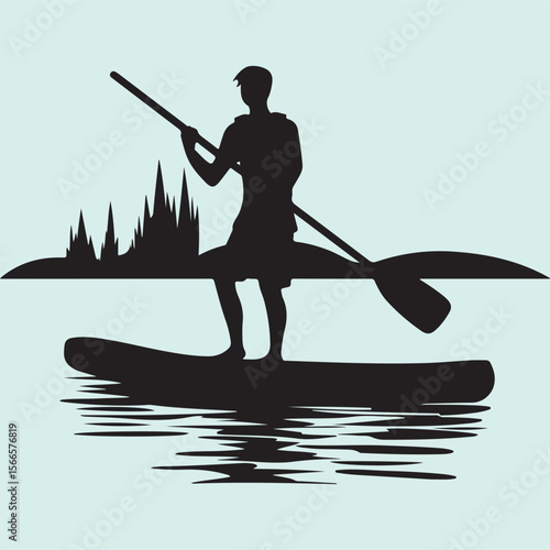 Paddleboarding Safety Techniques Silhouette Instruction Icon