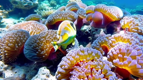 Colorful fish and vibrant marine life thrive in a tropical underwater coral reef 4k animal video 