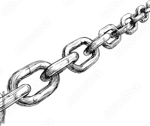 Illustration of a metal chain in detailed sketch style