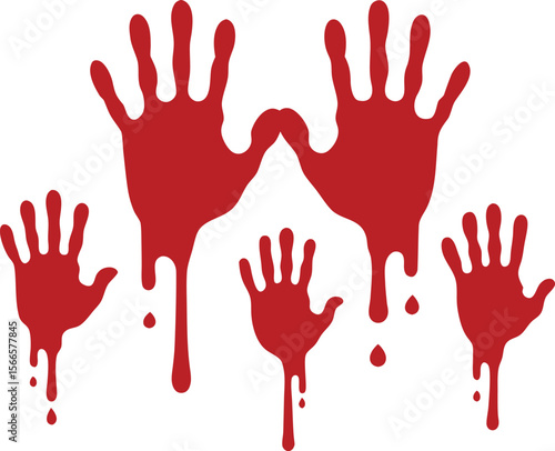 Blood splashes set drops of red liquid design element for