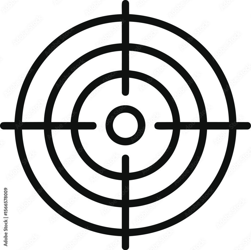Black target symbol with circular concentric lines, vector illustration Black target symbol with circular concentric lines, vector illustration