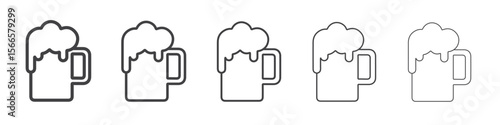 beer icon flat thin illustration symbol