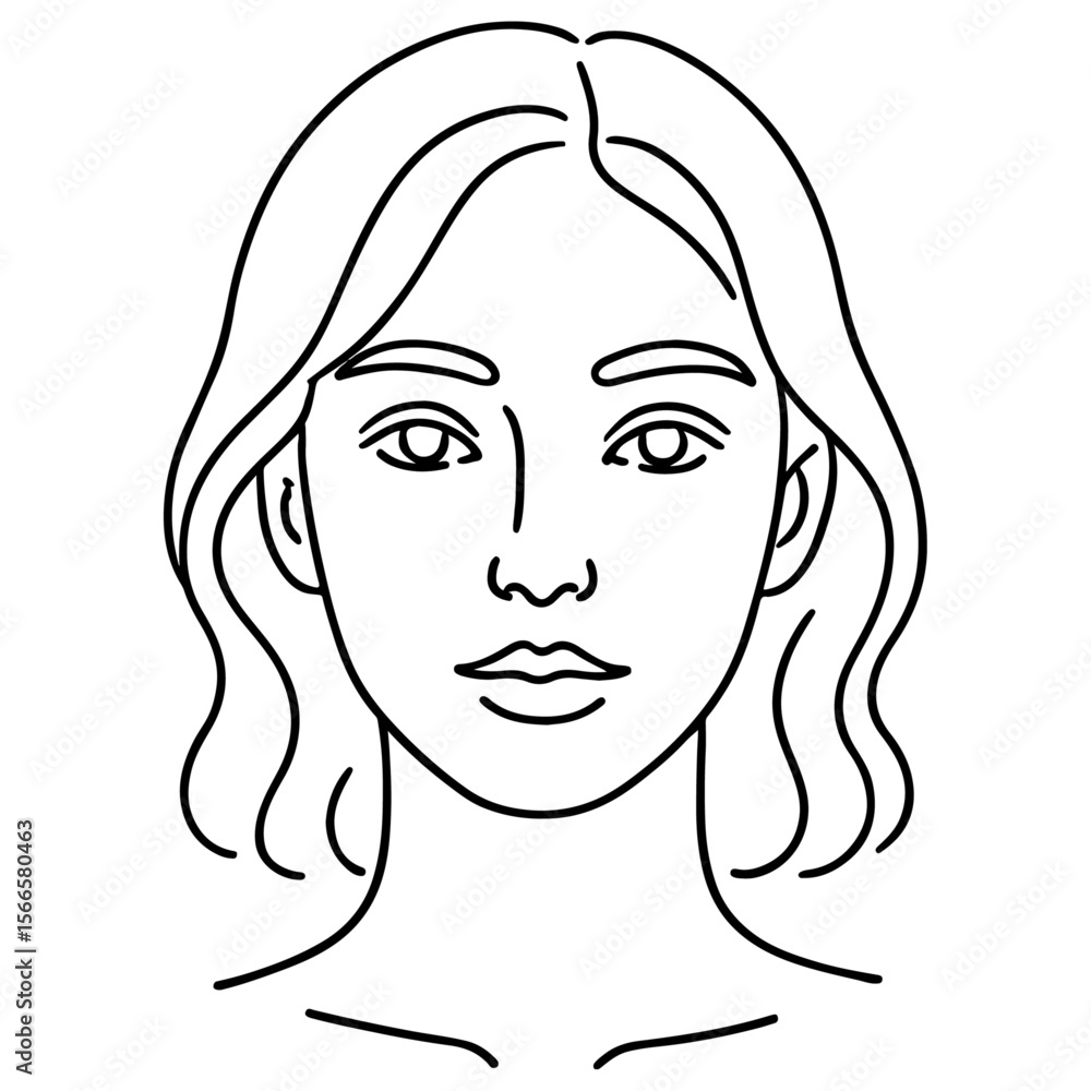 Vector illustration of a woman's face with flowing hair, showcasing beauty and fashion design Vector illustration of a woman's face with flowing hair, showcasing beauty and fashion design