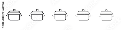 cooking pot icon flat thin illustration symbol