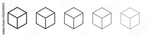 cube icon flat thin illustration symbol
