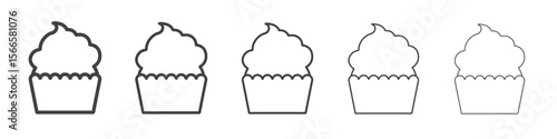 cupcake icon flat thin illustration symbol