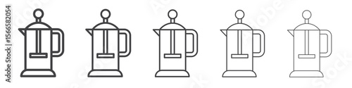 french press icon flat thin illustration symbol