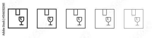 fragile parcel icon flat thin illustration symbol