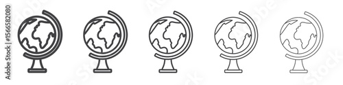 globe icon flat thin illustration symbol