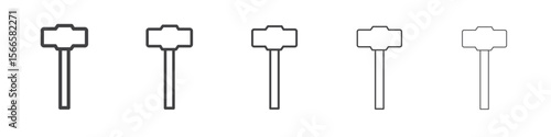 hammer icon flat thin illustration symbol