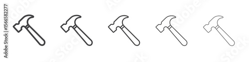hammer icon flat thin illustration symbol