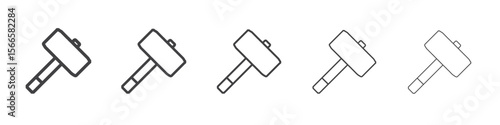 hammer icon flat thin illustration symbol
