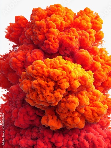 A vibrant explosion of orange hues against a stark white backdrop, symbolizing energy and passion