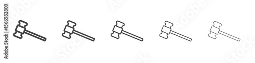 judge hammer icon flat thin illustration symbol