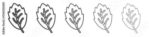 mint leaf icon flat thin illustration symbol