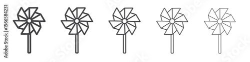 paper fan icon flat thin illustration symbol