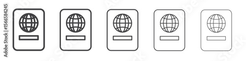 passport icon flat thin illustration symbol