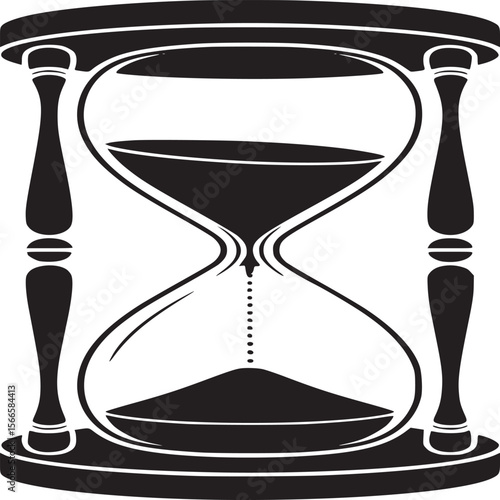 Hourglass sand clock time management countdown deadline antique vintage retro timer sandglass measure black on transparent background