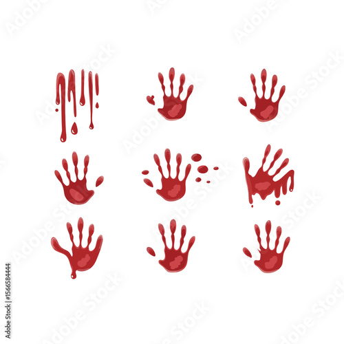Blood hand print seamless pattern on white background red prints | Premium Vector
