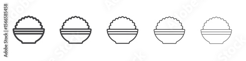 rice bowl icon flat thin illustration symbol