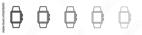 smart watch icon flat thin illustration symbol
