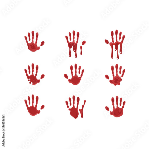 Blood hand print seamless pattern on white background red prints | Premium Vector
