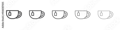 tea cup icon flat thin illustration symbol
