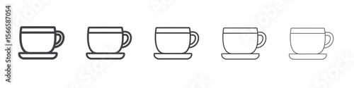 tea cup icon flat thin illustration symbol