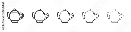 tea pot icon flat thin illustration symbol