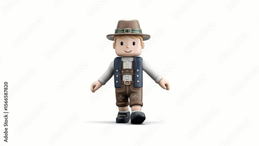 Animated Bavarian Costume Character Walking - 3D Model Animated Bavarian Costume Character Walking - 3D Model