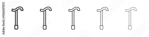 walking stick icon flat thin illustration symbol