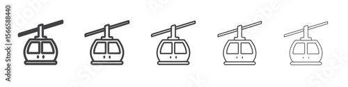 zip line car icon flat thin illustration symbol
