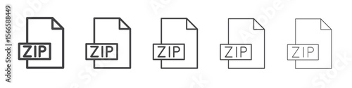 zip file icon flat thin illustration symbol