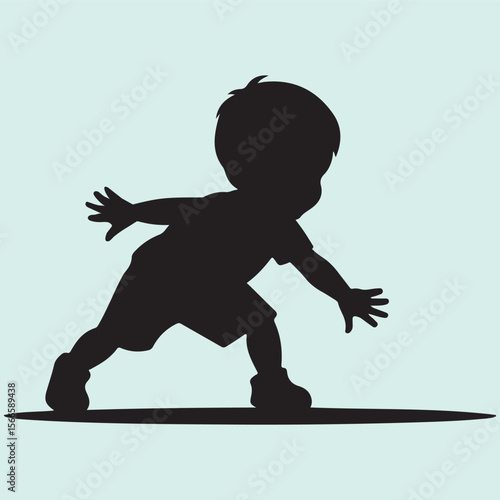 Infant Push-Up Movement Silhouette Vector Baby Development Stage