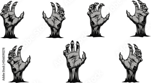 Zombie Hands Emerging from the Ground in Horror Cartoon Style