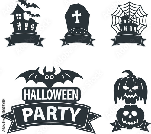 Halloween Elements Set Collection in white Background and vector
