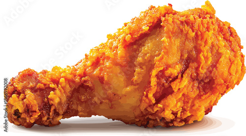 A delectable fried chicken drumstick graphic with golden-brown crispy skin, ideal for menus, food blogs, or fast food branding.