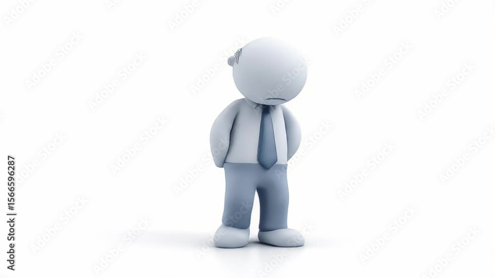Sad 3D Man in Suit: Depression, Anxiety, and Business Failure Concept Sad 3D Man in Suit: Depression, Anxiety, and Business Failure Concept